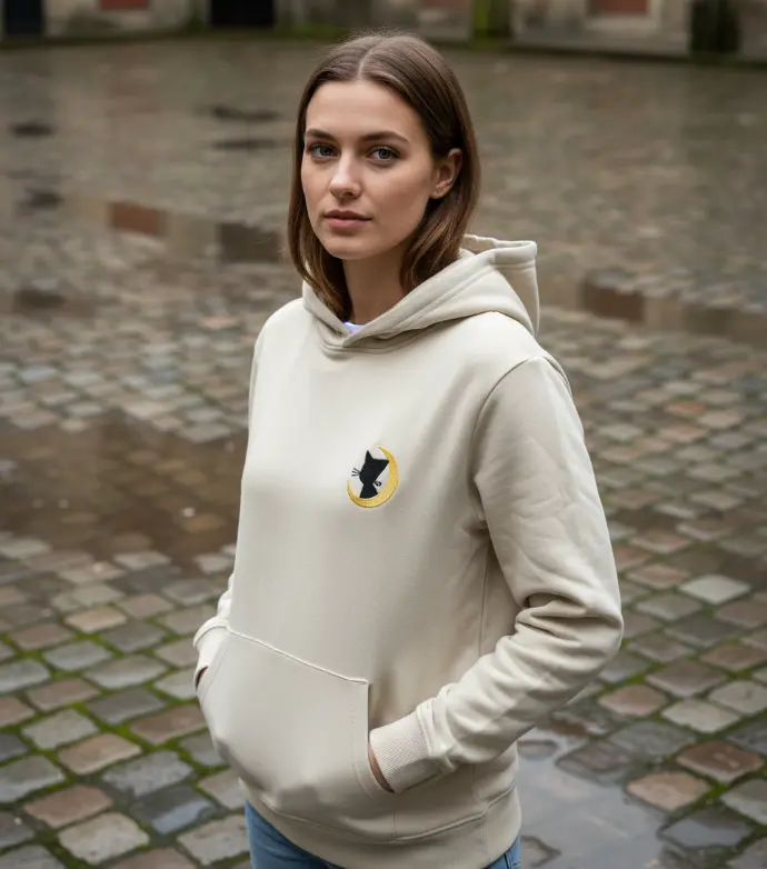 BLACK CAT MOON EMBROIDERED(300 gsm)